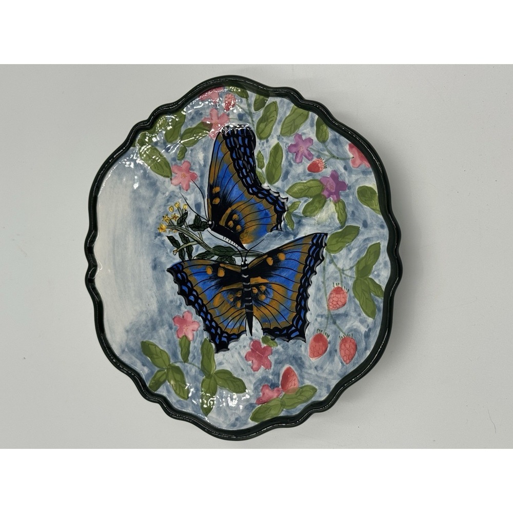 W.M.G. Ceramic Plate With Blue & Brown Butterflies